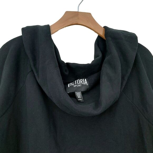 Victoria's Secret Victoria Sport Sweatshirt Womens Large Black Cozy Cowl Neck - Picture 2 of 13